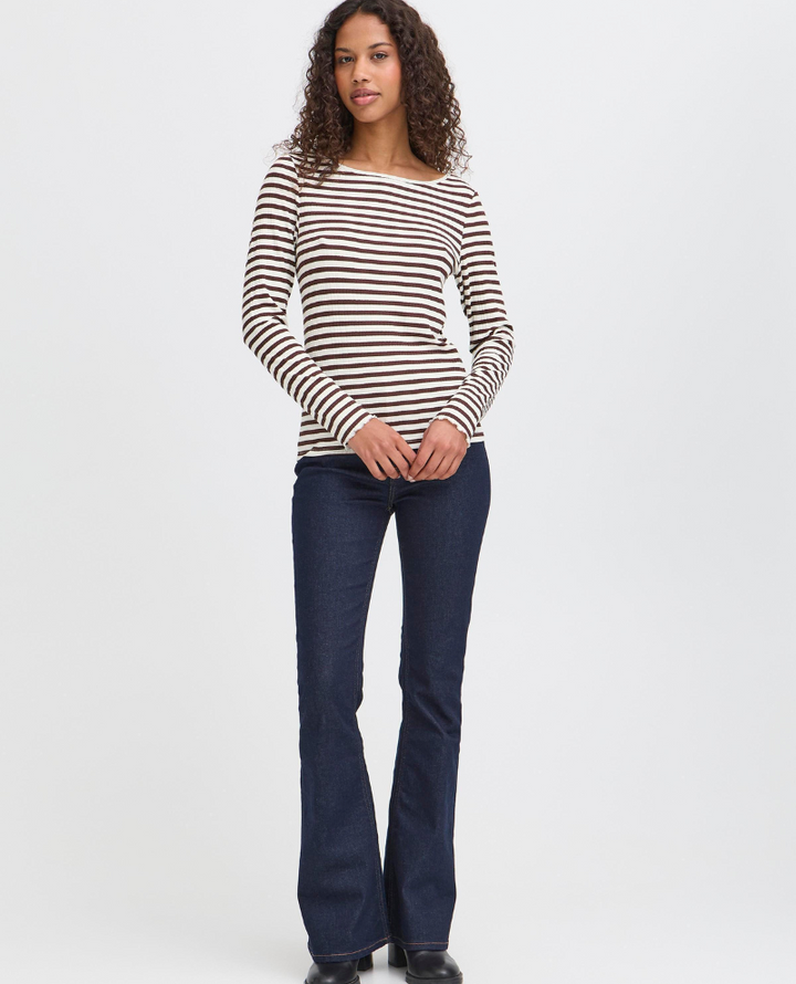 Ichi Cella Coffee Stripe T-Shirt