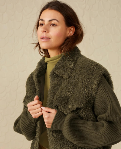Yaya Dark Army Green Teddy jacket
