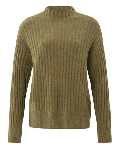 Yaya Gothic Olive Green High Neck Knit