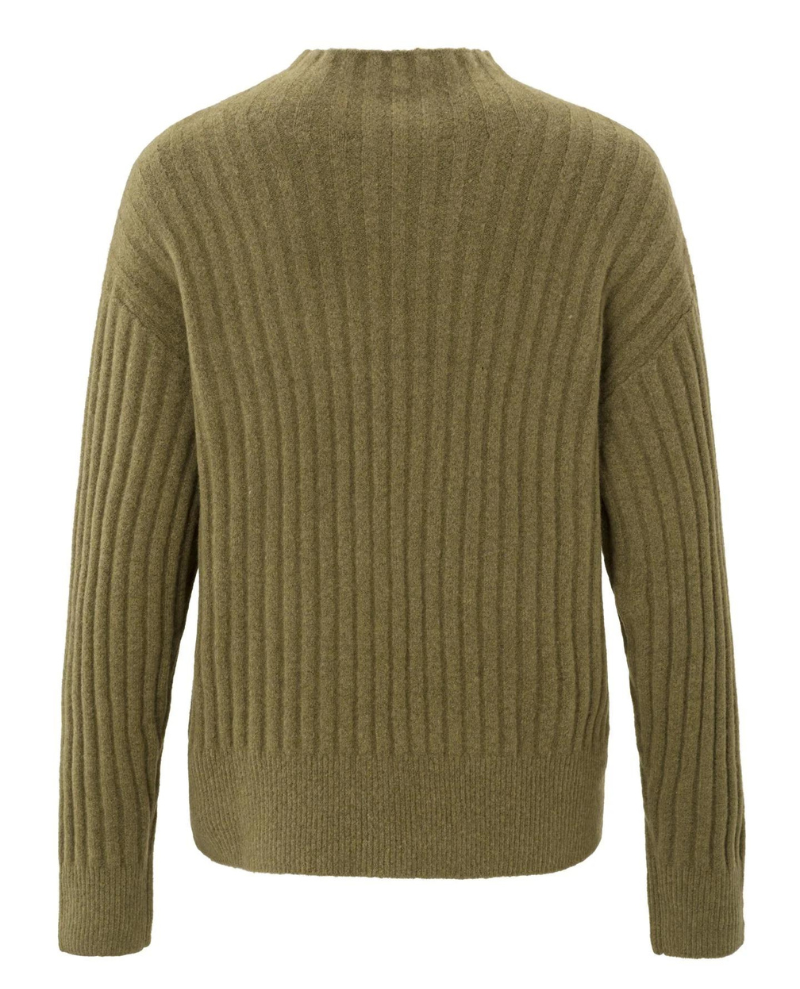 Yaya Gothic Olive Green High Neck Knit