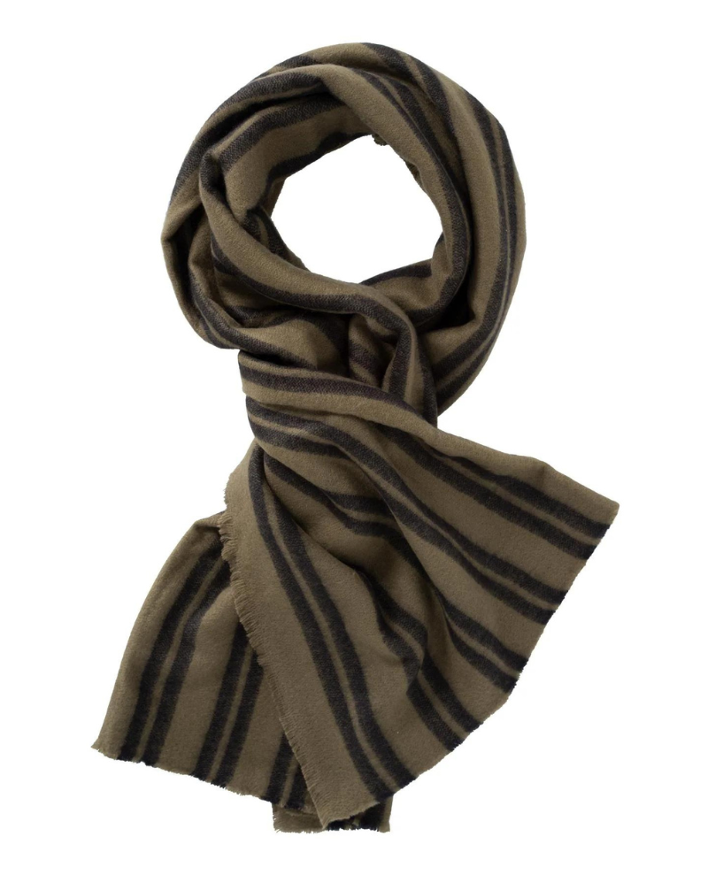 Yaya Army Green Stripe Scarf