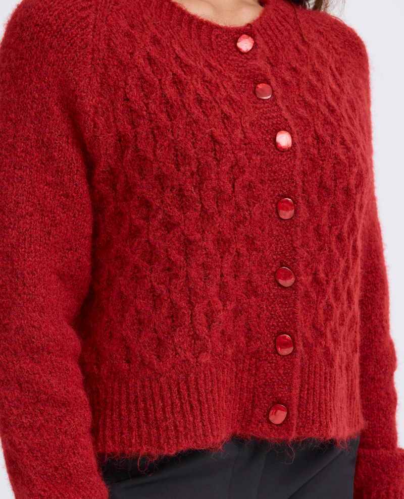 Ichi Belablue Red Cardigan