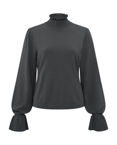 Yaya Phantom Ruffle Neck Knit