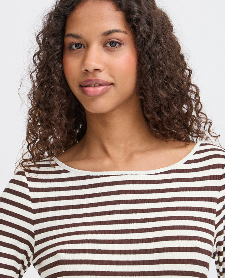 Ichi Cella Coffee Stripe T-Shirt