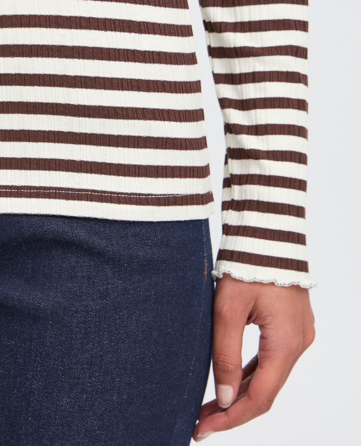Ichi Cella Coffee Stripe T-Shirt
