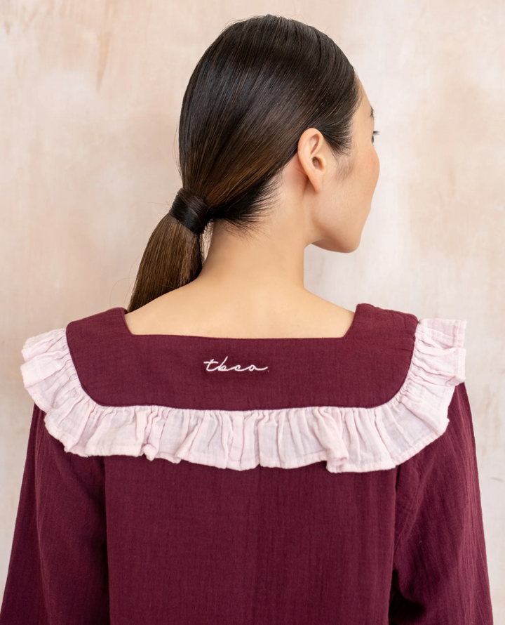 TBCo. Burgundy Ruffle Cotton Pyjamas