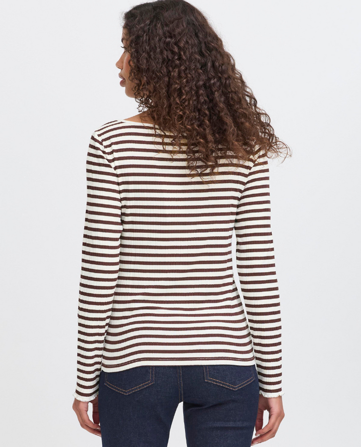Ichi Cella Coffee Stripe T-Shirt