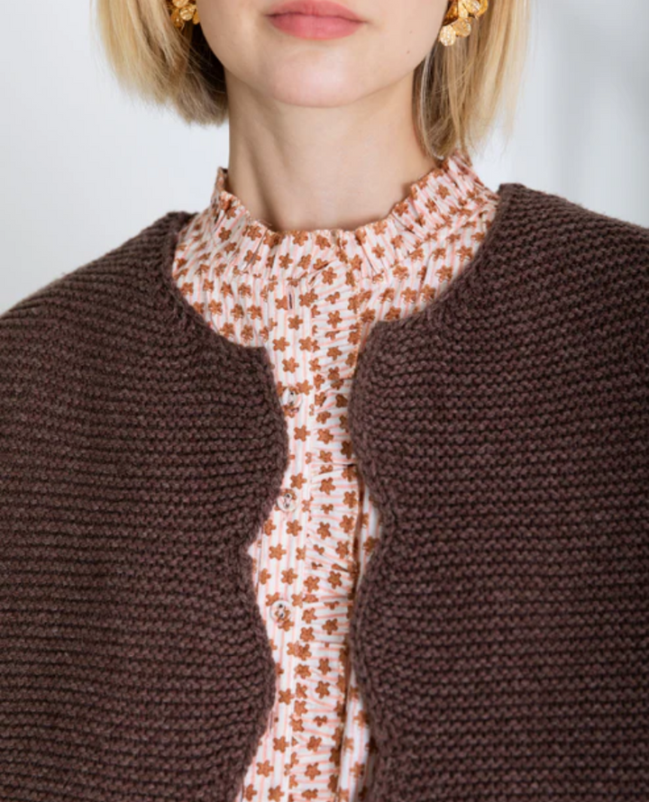 Bonte Naomi Cocoa Brown Scallop Gilet Knit