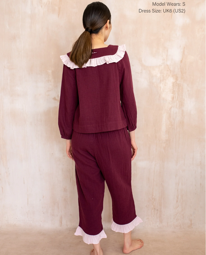 TBCo. Burgundy Ruffle Cotton Pyjamas