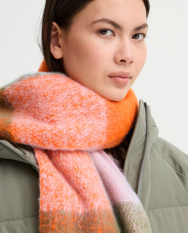 Ichi Agge Tangerine Check Scarf