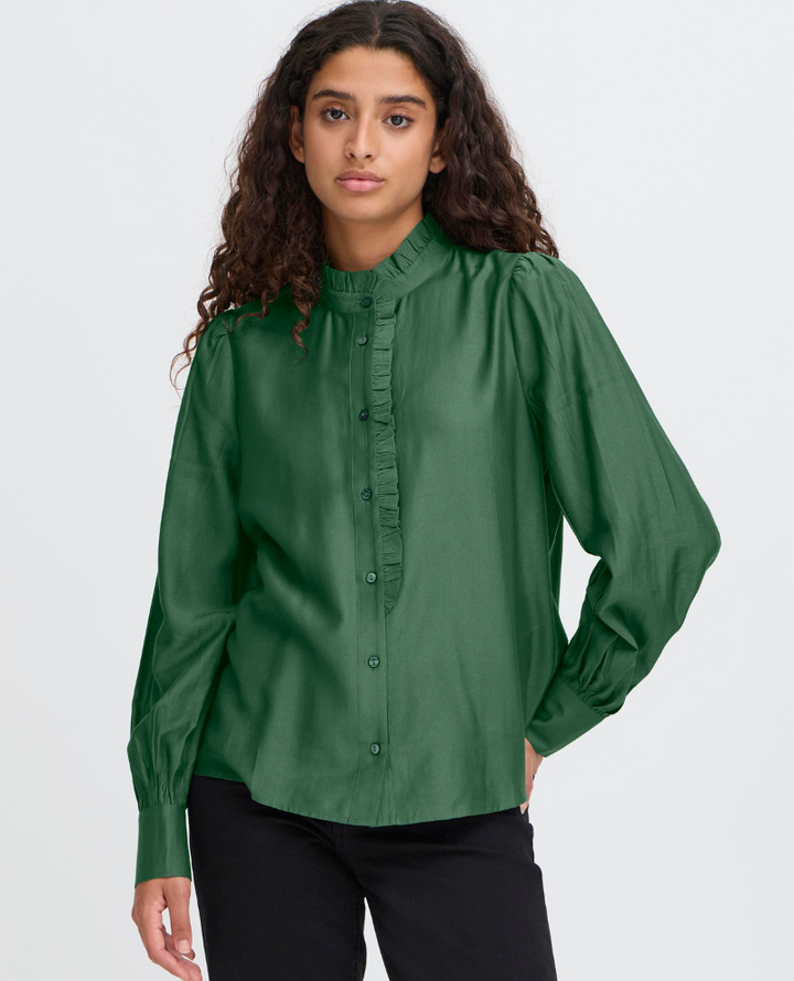 Ichi Karlani Green Ruffle Shirt