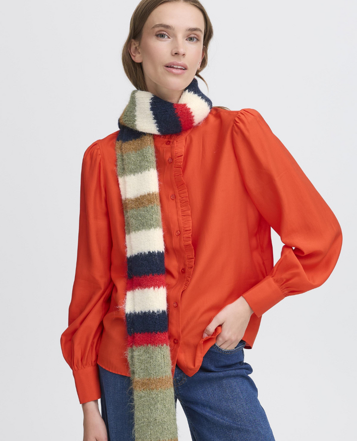 Ichi Laya Rifle Green Stripe Scarf