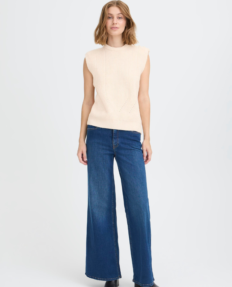 Ichi Povoke Birch Cream Sleeveless Knit