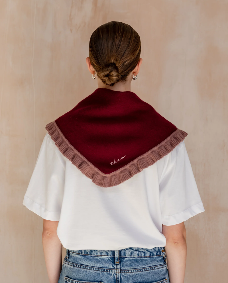 TBco. Triangle Burgundy Ruffle Scarf