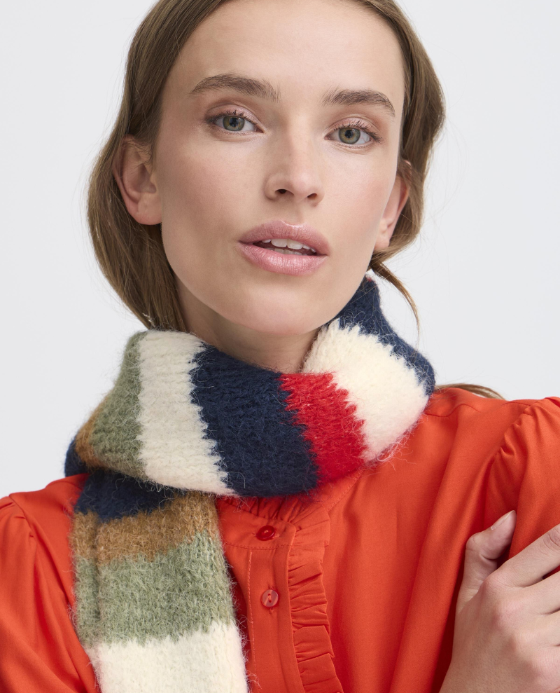 Ichi Laya Rifle Green Stripe Scarf