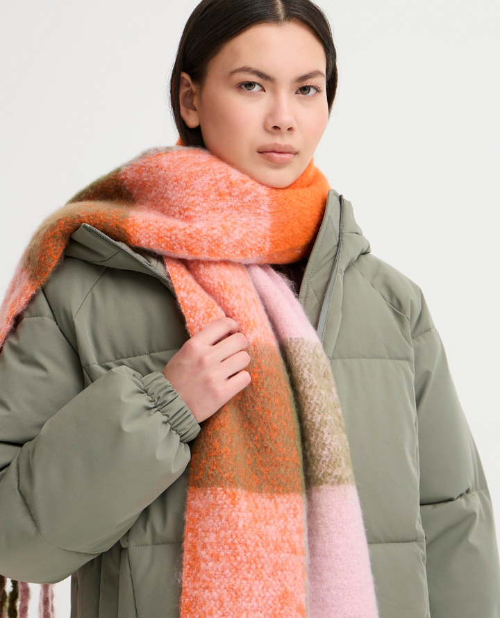 Ichi Agge Tangerine Check Scarf