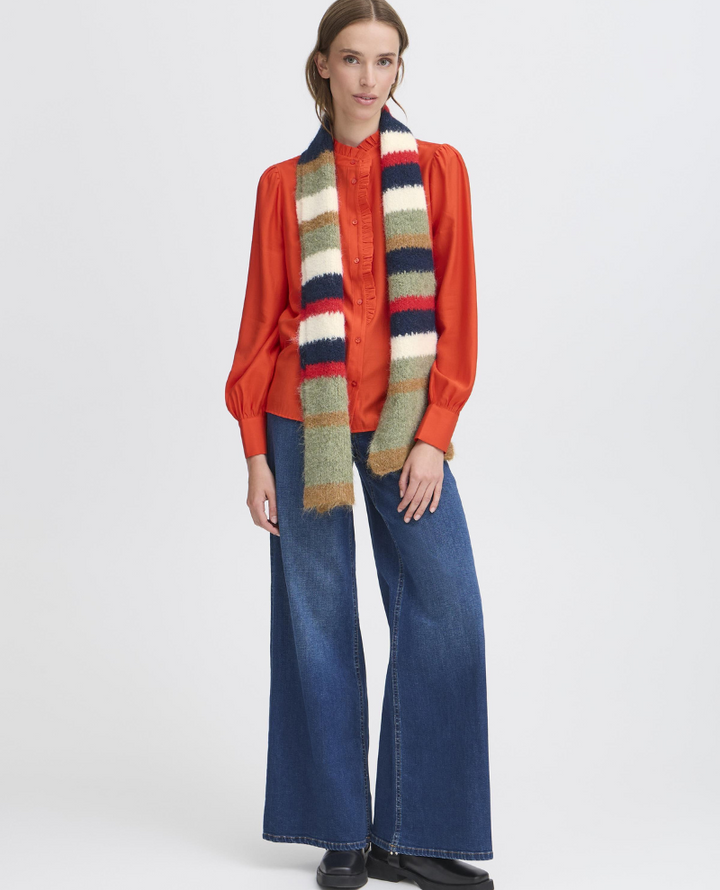 Ichi Laya Rifle Green Stripe Scarf