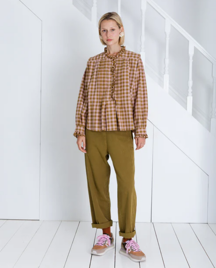 Bonte Etienne Blush Olive Gingham Shirt