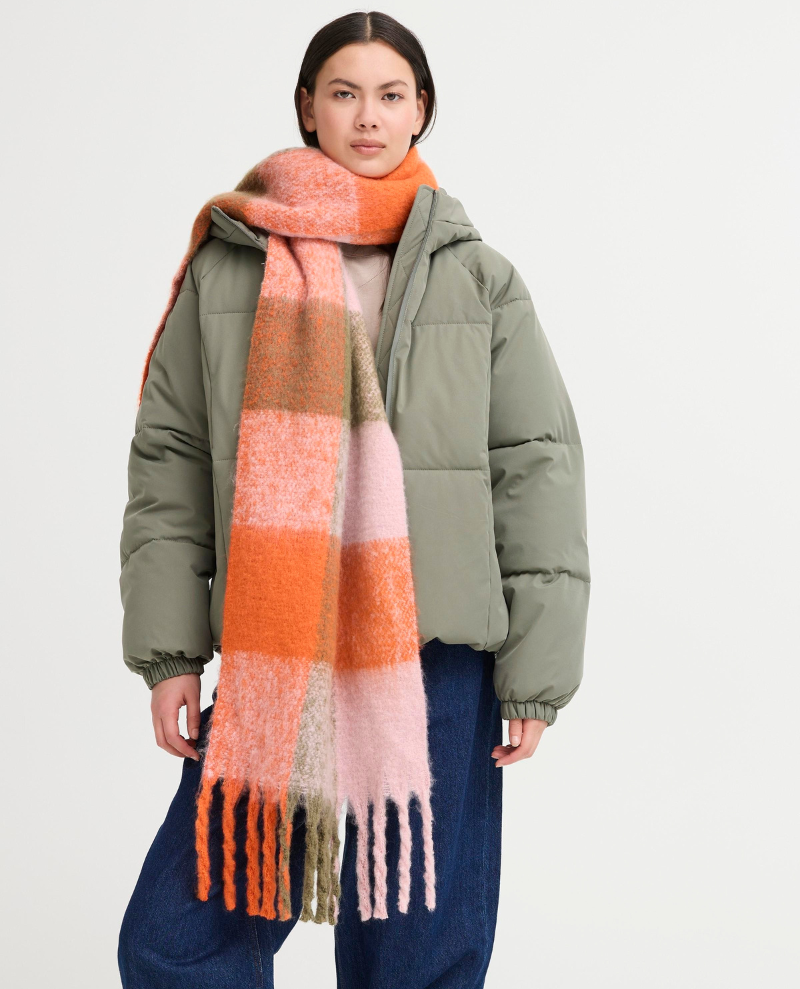 Ichi Agge Tangerine Check Scarf