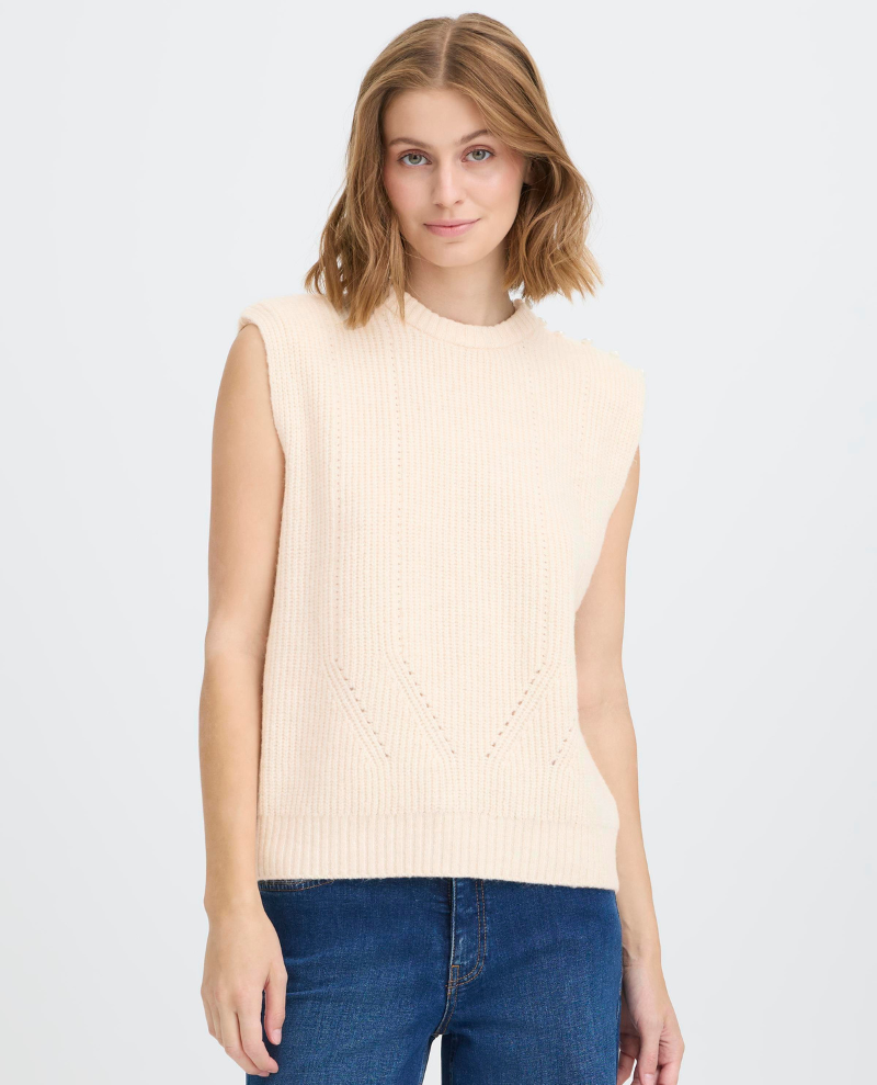 Ichi Povoke Birch Cream Sleeveless Knit