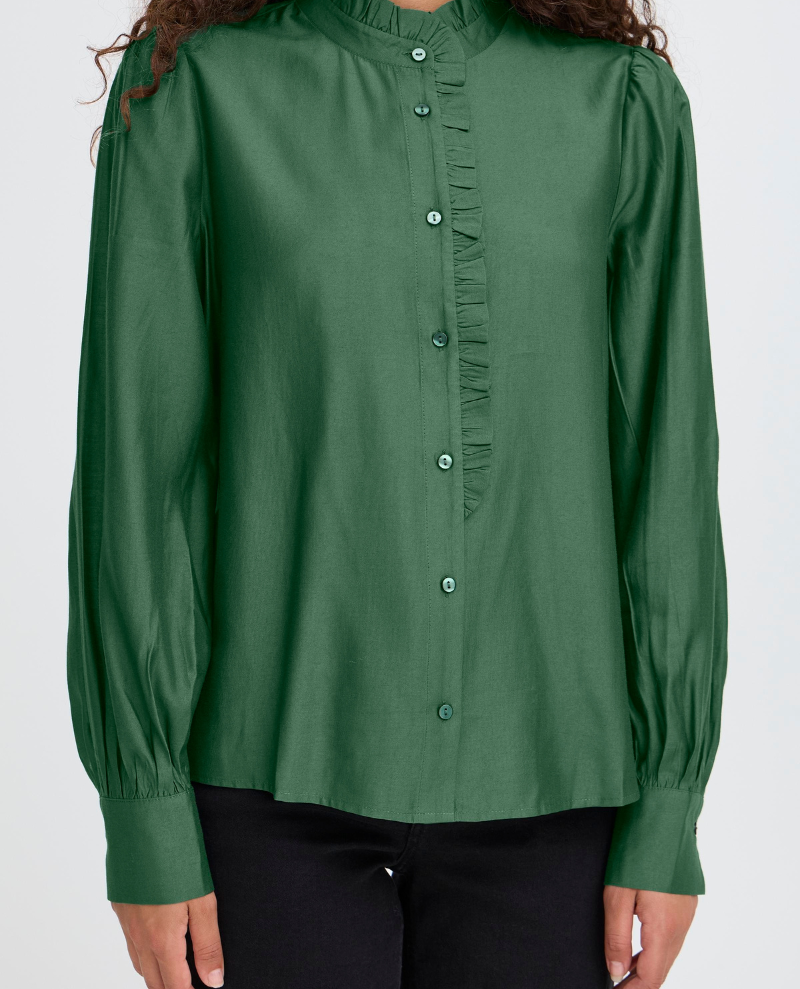 Ichi Karlani Green Ruffle Shirt