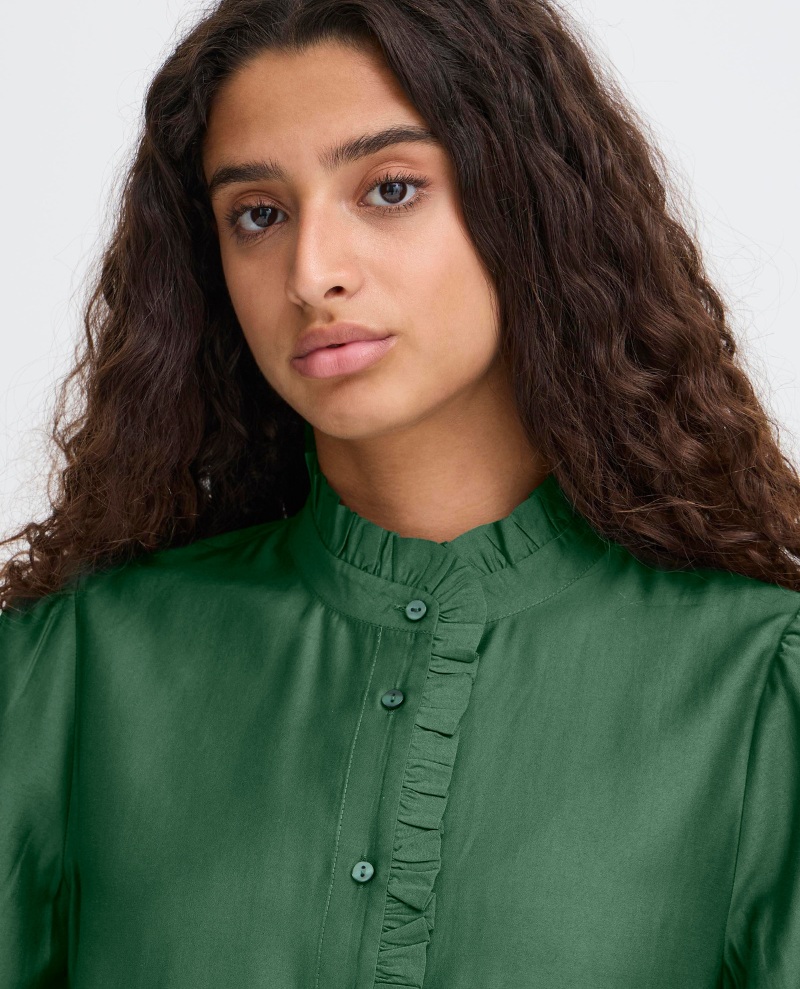 Ichi Karlani Green Ruffle Shirt