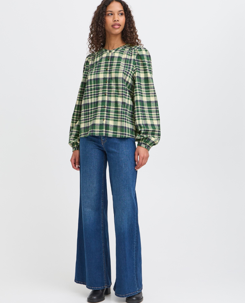 Ichi Tamanna Green Check Shirt