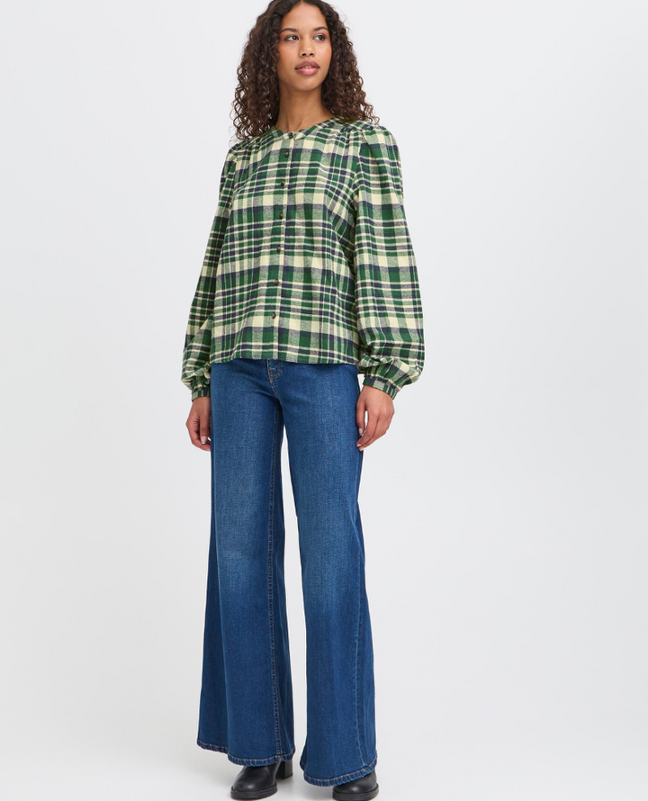 Ichi Tamanna Green Check Shirt