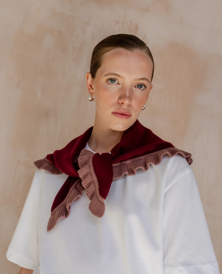 TBco. Triangle Burgundy Ruffle Scarf