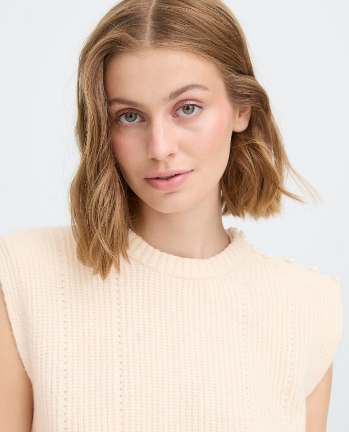 Ichi Povoke Birch Cream Sleeveless Knit