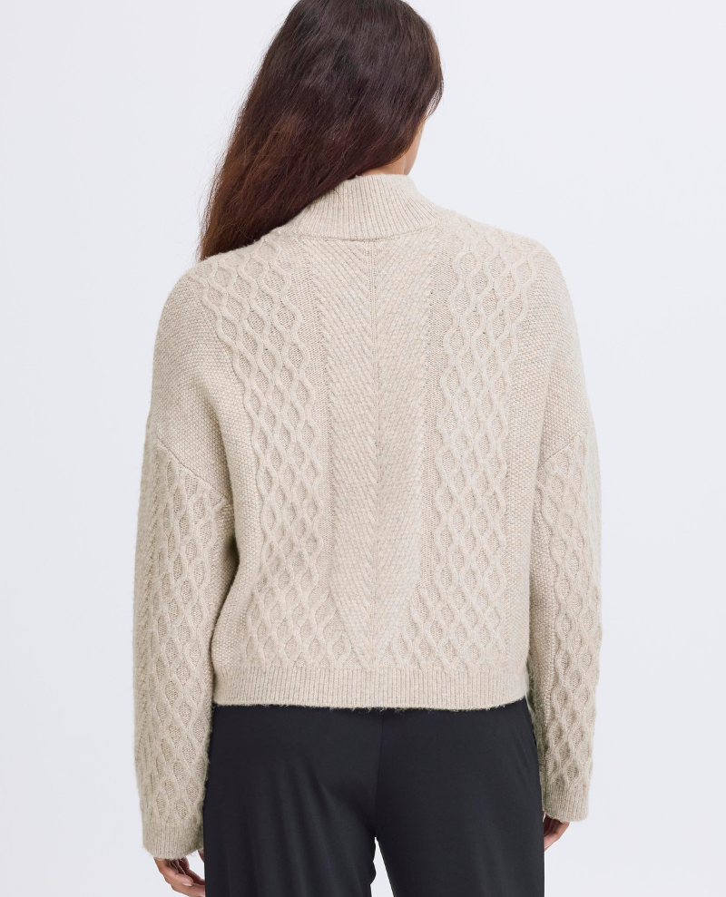Ichi Mylle Oatmeal Cable Knit