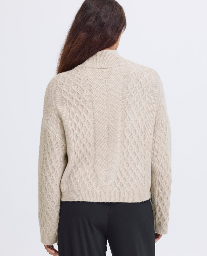 Ichi Mylle Oatmeal Cable Knit