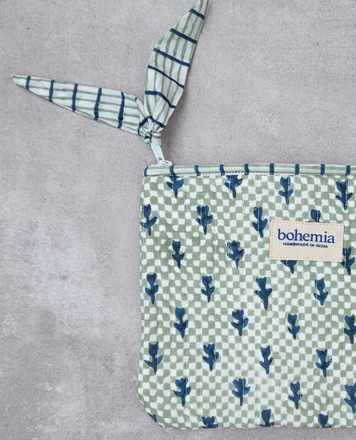 Bohemia Design Blue Tulip Check Pouch