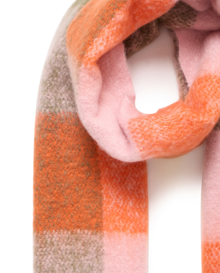 Ichi Agge Tangerine Check Scarf