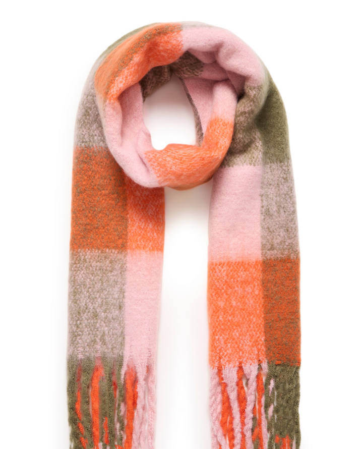 Ichi Agge Tangerine Check Scarf