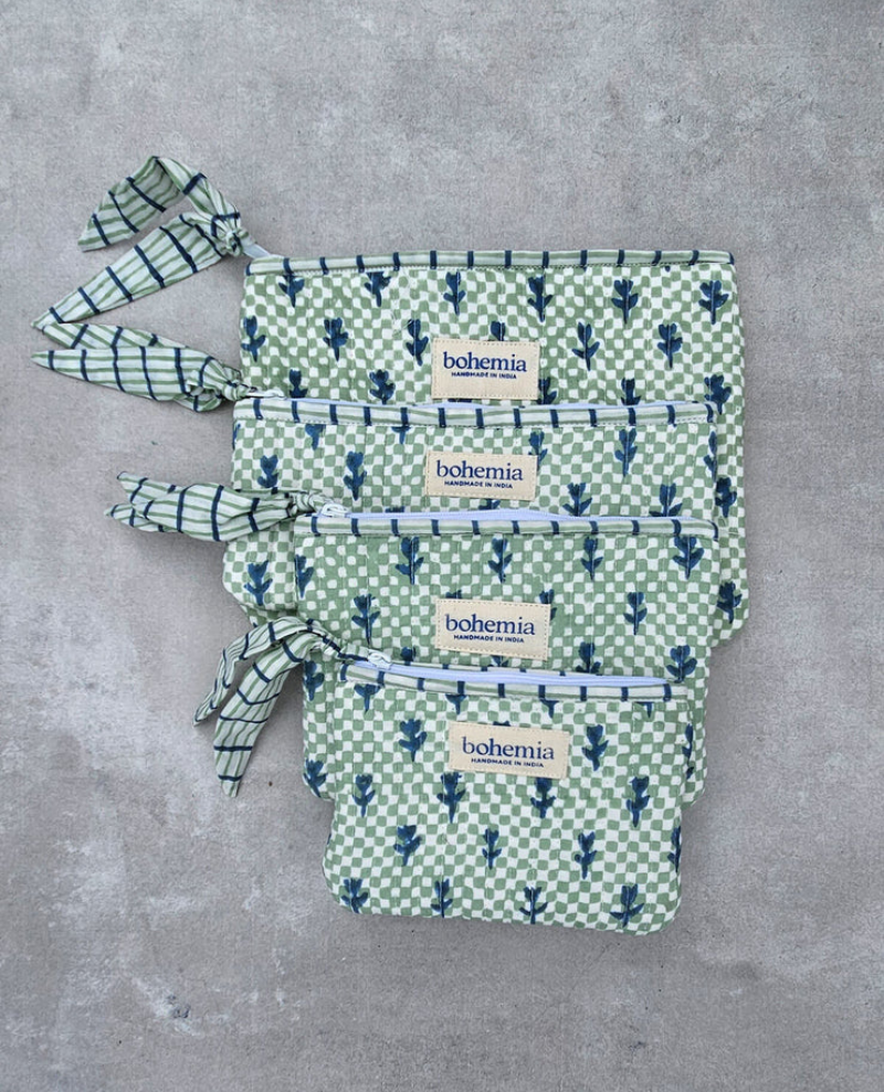 Bohemia Design Blue Tulip Check Pouch