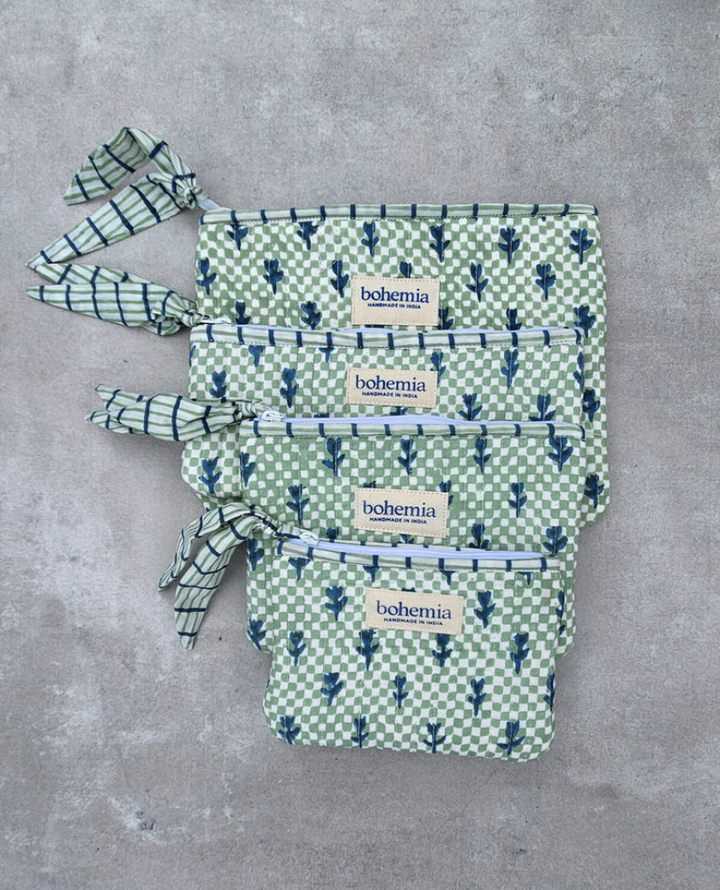 Bohemia Design Blue Tulip Check Pouch