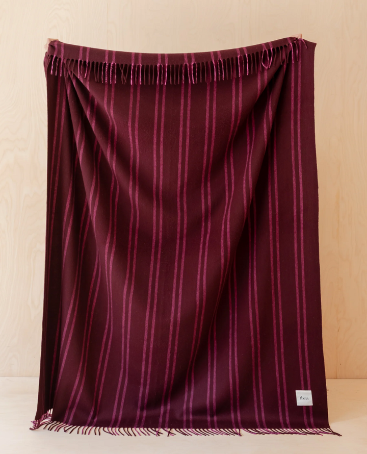 TBCo Lambswool Wine Stripe Blanket