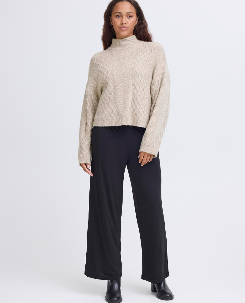 Ichi Mylle Oatmeal Cable Knit