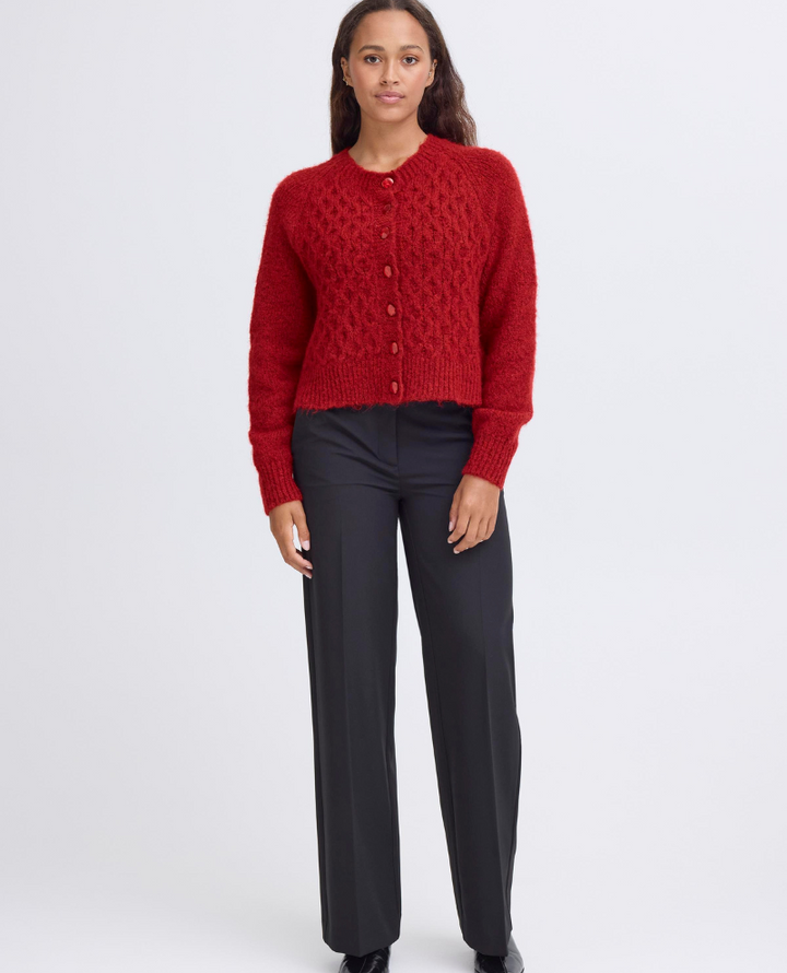 Ichi Belablue Red Cardigan