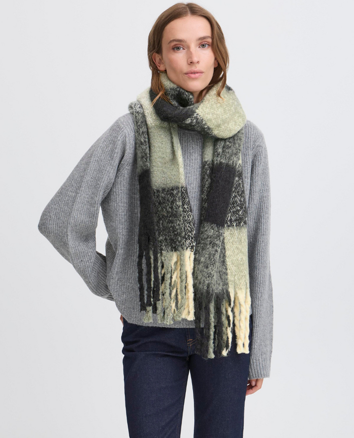 Ichi Agge Rifle Green Check Scarf