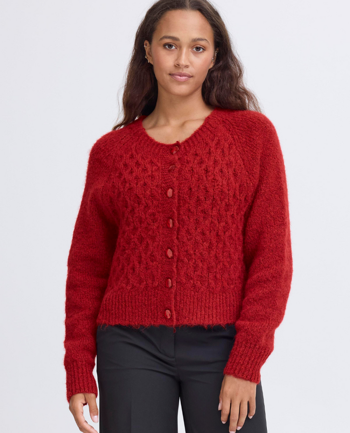 Ichi Belablue Red Cardigan