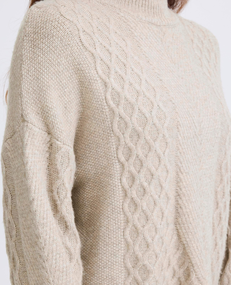 Ichi Mylle Oatmeal Cable Knit