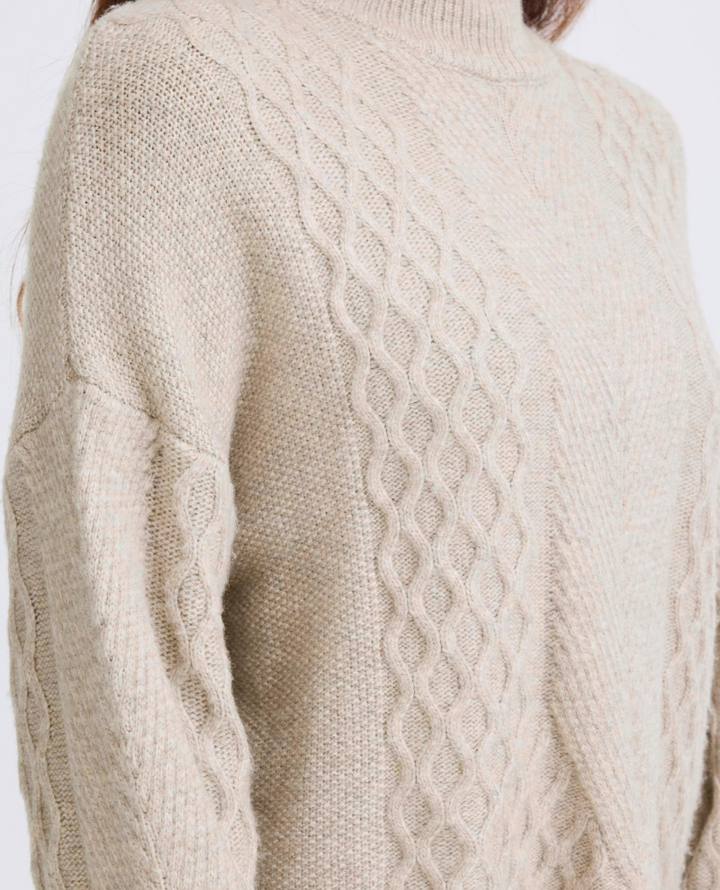 Ichi Mylle Oatmeal Cable Knit