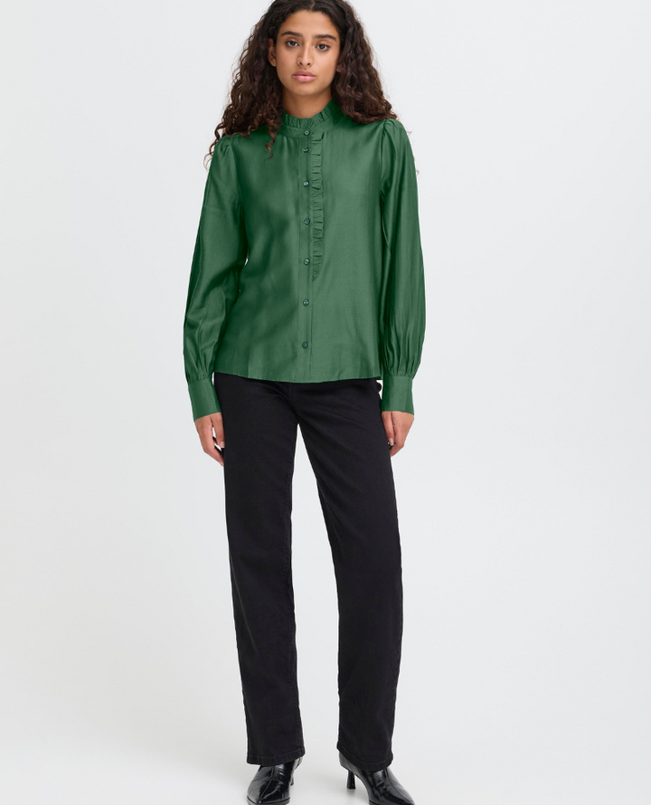 Ichi Karlani Green Ruffle Shirt