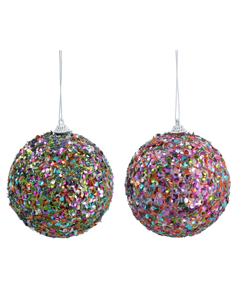Gisela Graham Multi Glitter Large Ball Decoration