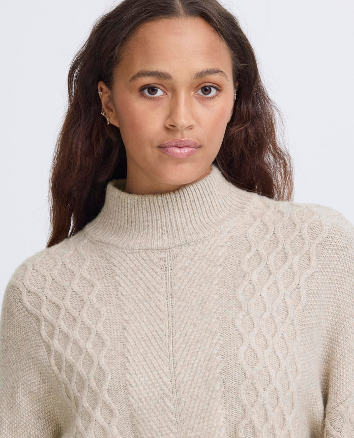 Ichi Mylle Oatmeal Cable Knit