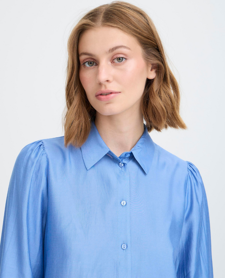 Ichi Karlani Blue Ruffle Shirt