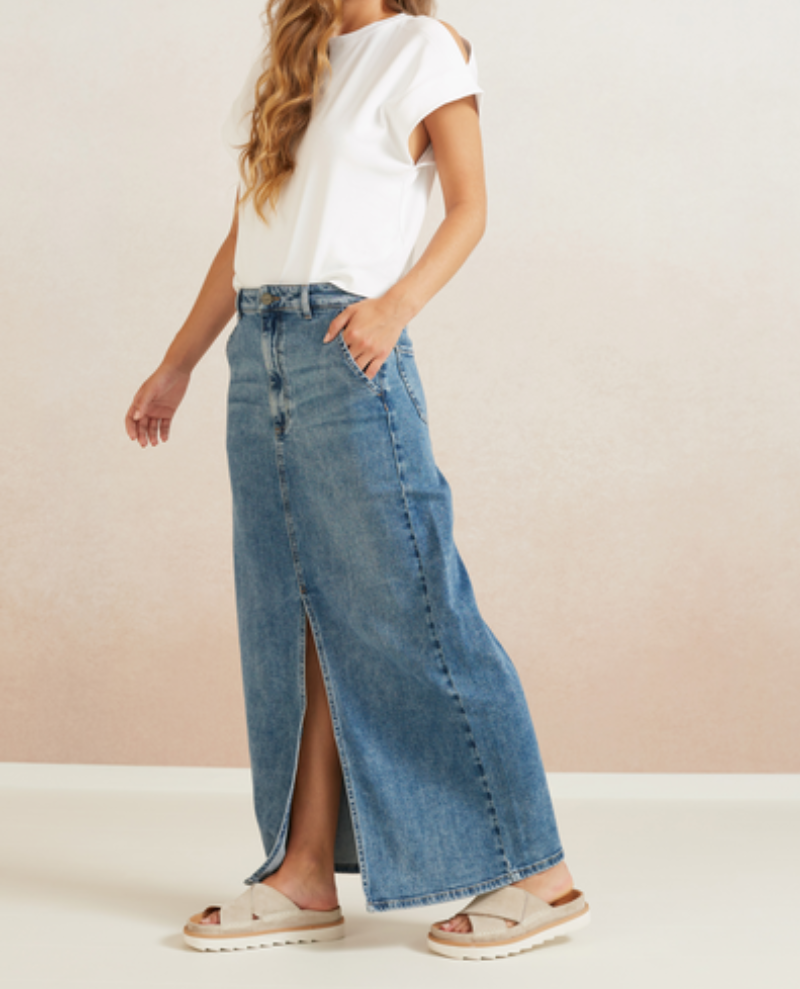 Yaya Blue Denim Maxi Skirt