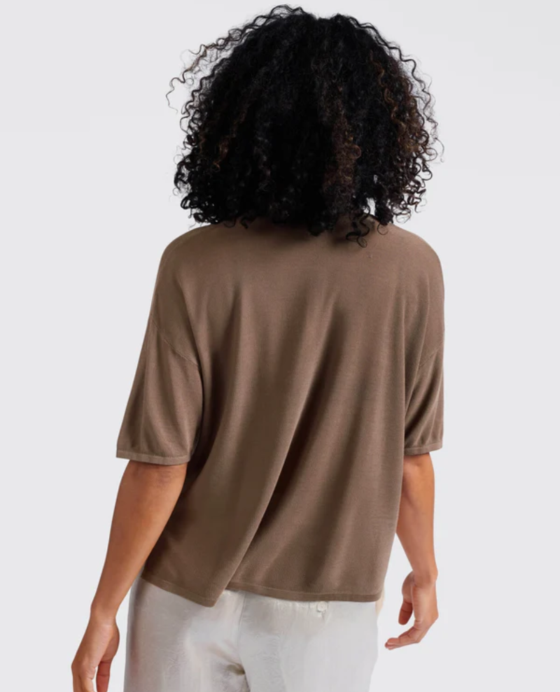 Yaya Caribou Brown Short Sleeve Cardigan
